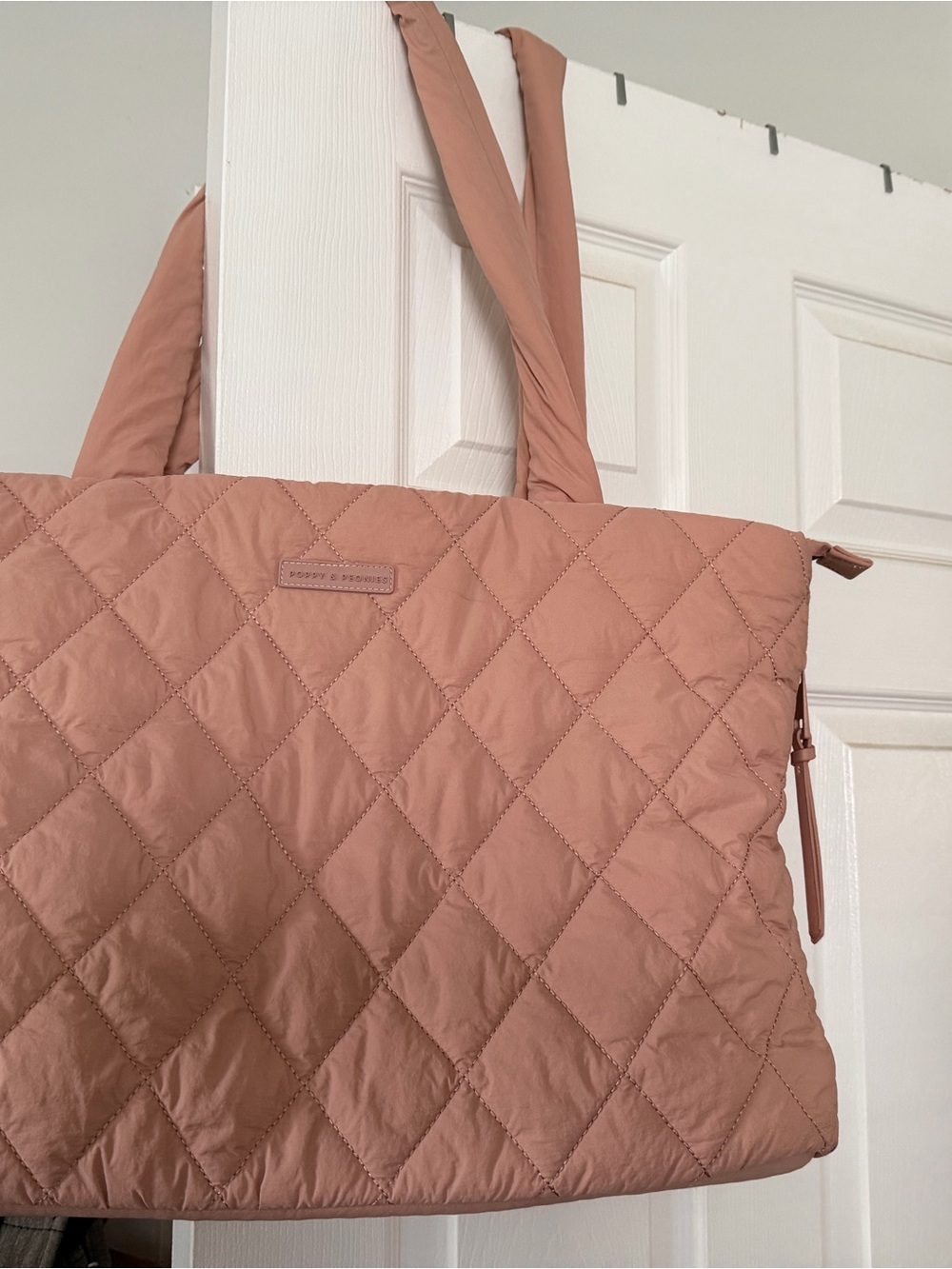 Poppy and Peonies Quilted Tote Bag - Dusty Rose